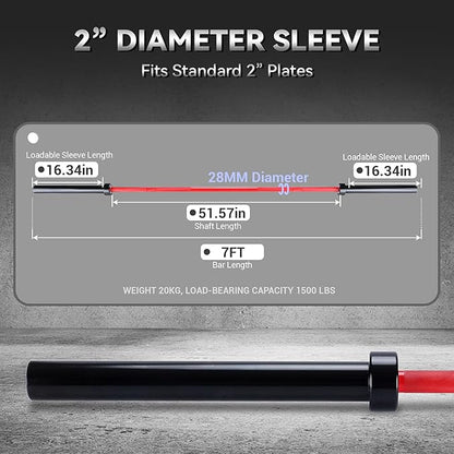 Barbell Bar for Weightlifting - 7FT Heavy Duty (1500LB/700LB), 4FT Short (500LB), 47" EZ Curl Bar