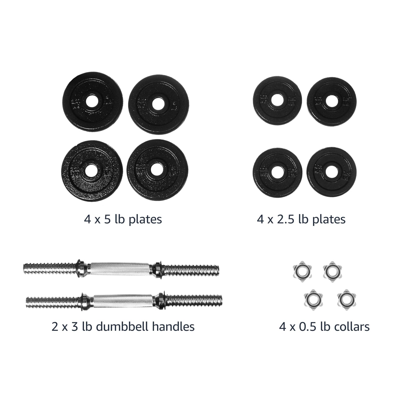 Amazon Basics Adjustable Dumbbell Hand Weight Set with Storage Case, Portable, Secure, 38 Pounds