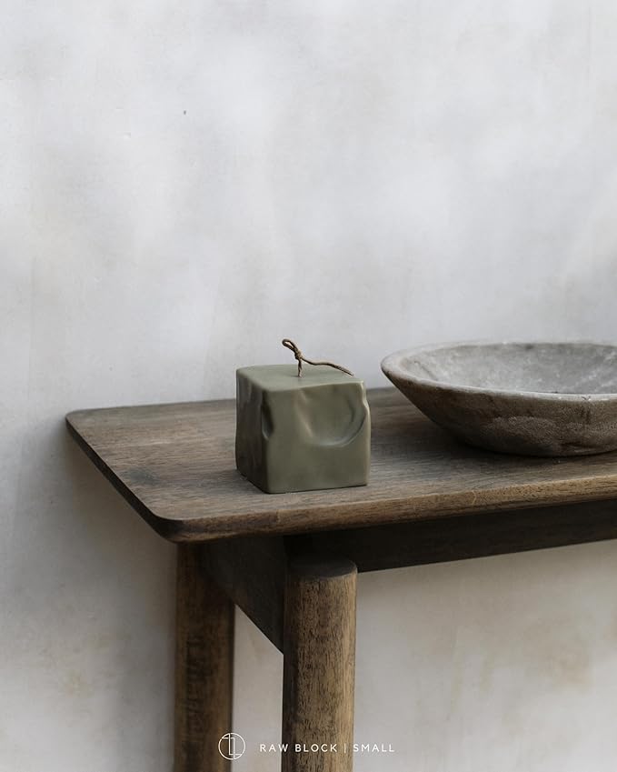 LAWA Raw Block Candle - Beautiful Handmade Pillar Scented Soy Wax Elegant Aesthetic Candle