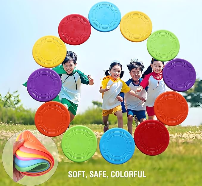 7'' Kids Outdoor Game Flying Discs 12 Pack Party Favors School Teaching Early Education Sports Safe