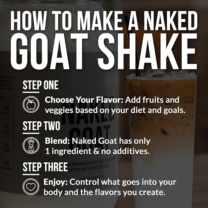 NAKED Goat - Pasture Fed Goat Whey Protein Powder from Small-Herd Wisconsin Dairies, 2Lb Bulk, GMO