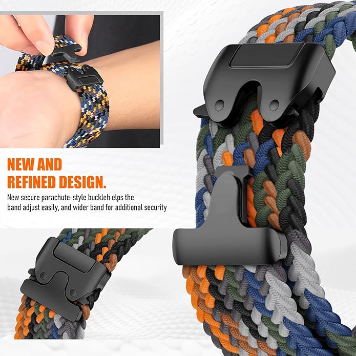 Braided Stretchy Band for Fitbit Versa 4/Versa 3/Sense 2/Sense Watch Band Women Men,Parachute-style