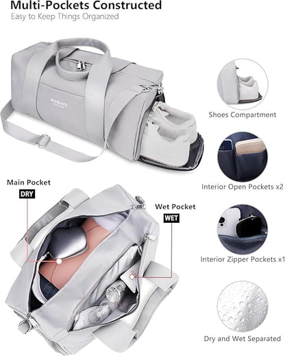 Compact Sports Gym Bag for Women and Men, Cute Mini Duffle Bag with Wet Pocket & Shoes Compartment