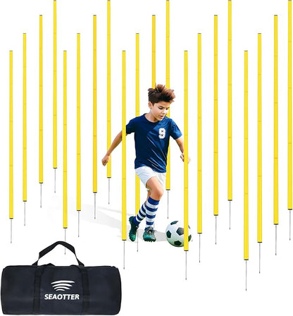 SEAOTTER Soccer Agility Training Poles, 6/10/20Pcs 6FT Adjustable Detachable Sports Speed Training