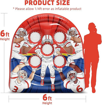 6Ft Football Target Toss Game - Inflatable Football Throwing Target Toy for Kids - Carnival Party