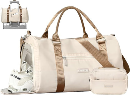 FIORETTO Womens Gym Tote Duffle Bag with Toiletry Bag, Sports Duffel Overnight Hospital Workout