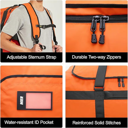 MIER Water Resistant Backpack Duffle Heavy Duty Convertible Duffle Bag with Backpack Straps for