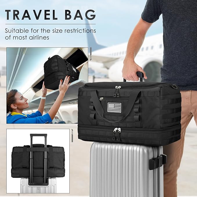 ETRONIK Travel Bag for Men Women, Gym Bag & Tactical Duffle Bags for Travel, Carry on with Toiletry