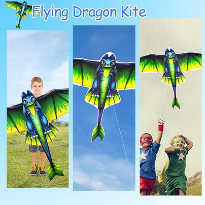 2 Pack Patriotic Eagle & Dragon Kite for Kids and Adults, Easy to Fly Huge Kites for Kids Ages 4-8