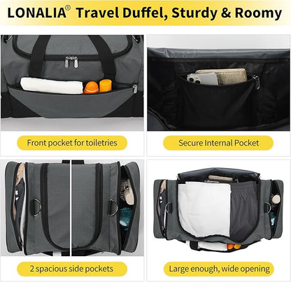 Gym Bag Sport Duffle Bag for Men - 21 in Weekender Travel Bag with Trolley Sleeve (Gray)