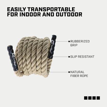 Capelli Sport Battling Ropes, Workout Battle Ropes for Strength Training and Cardio, Brown, 20 ft