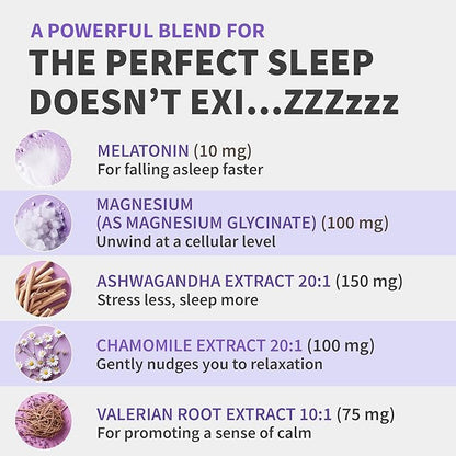 12-in-1 Melatonin Sleep Capsules - 10mg Melatonin Extra Strength with Magnesium and Balanced Blend