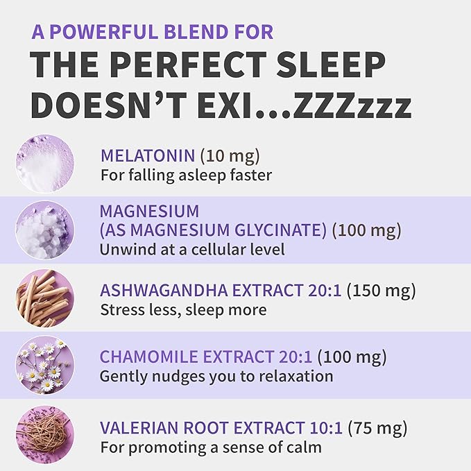 12-in-1 Melatonin Sleep Capsules - 10mg Melatonin Extra Strength with Magnesium and Balanced Blend