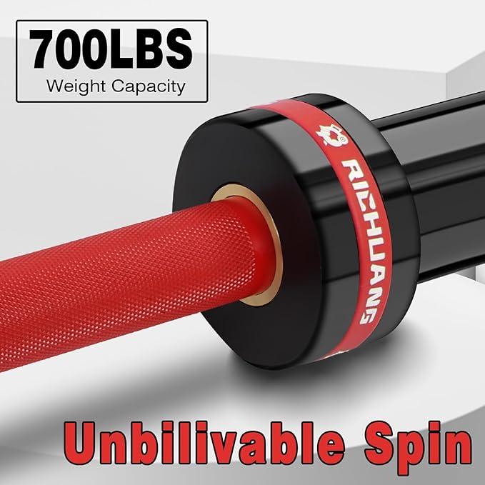 7ft Olympic Barbell, Weightlifting Barbell 28mm 45lb - 500/700/1000lbs Capacity with Smooth