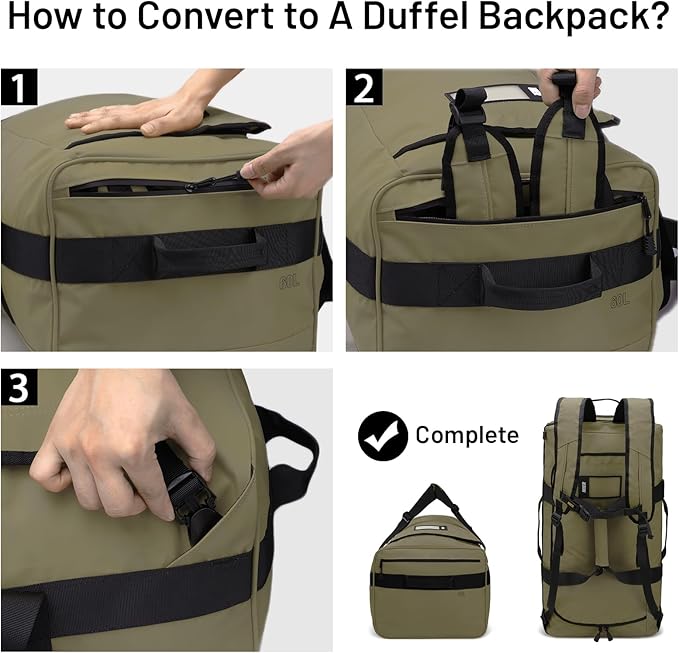 MIER Water Resistant Backpack Duffle Heavy Duty Convertible Duffle Bag with Backpack Straps for