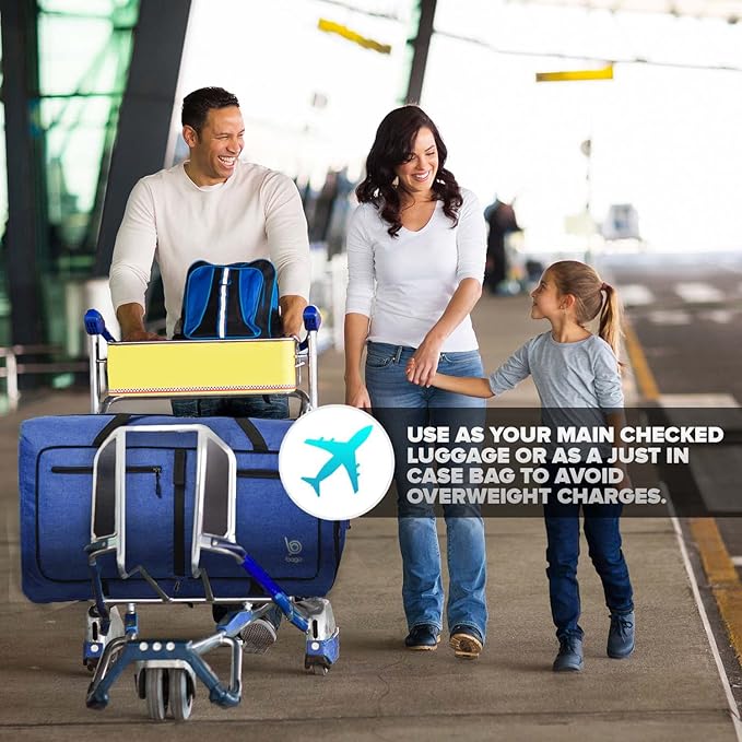 Bago Foldable Duffel Bags for Traveling Women & Men - 60L Medium Packable Duffle Bag for Travel