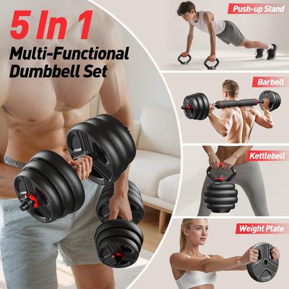 FDS1 Adjustable dumbbell set, 45lbs Free Weights set with upgraded nut, 5 in 1 Weight Set Used as