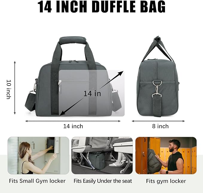 SeaRock 14 inch Small Gym Bag, Mini Duffel Bag for Women & Men, Carry On Lightweight for Travel