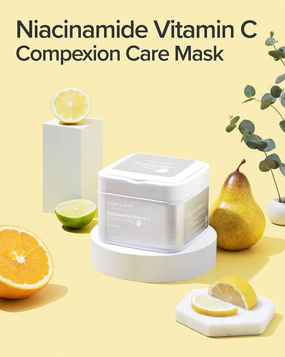 Mary&May Niacinamide Vitamin C Mask | 30 Sheets | Daily Korean Face Mask | Hydrates, Boosts