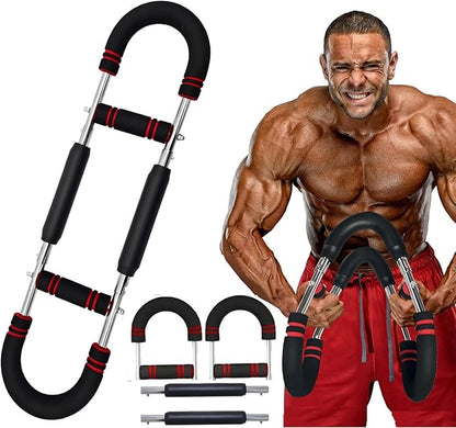 Latest-Gen Twister Arm Trainer, Adjustable Power Spring Workout Bar, Forearm Triceps Chest