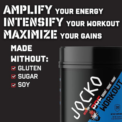 Jocko Fuel Pre Workout for Men & Women - High Stim Low Sugar Blend with Beta Alanine +