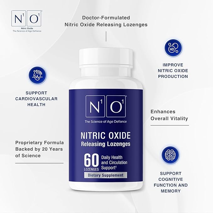Nitric Oxide Lozenges - 60 Count - Nitric Oxide Supplement for Heart Health, Circulation, Energy