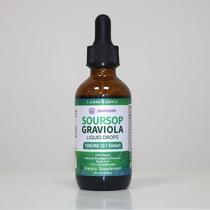2 Pack Soursop Graviola Leaf Extract Liquid Drops Supplement with Irish Sea Moss & Turmeric for
