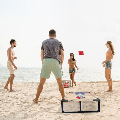 Portable PVC Framed Cornhole Game Set with 2 Collapsible Cornhole Boards, 8 Bean Bags and Carrying