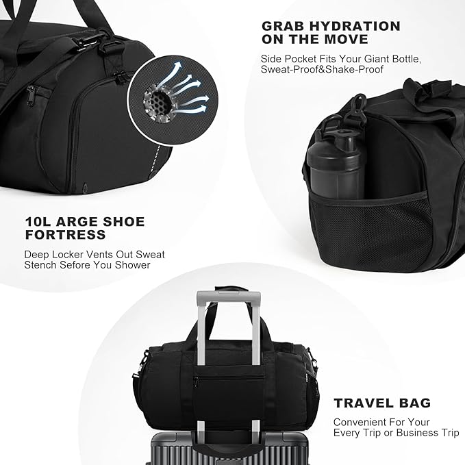Gym Bag for Men Women With Shoe Compartment & Wet PocketWater Resistant Sports Gym Bag 、shoulder