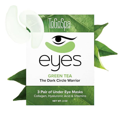 ToGoSpa Green Tea EYES, Dark Circle Warrior | Premium Clean Anti-Aging Gel Pads with Collagen