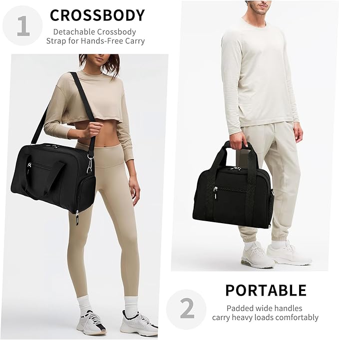 SeaRock 14 inch Small Gym Bag for Women & Men - Mini Duffle Bag Weekender & Overnight with Shoe