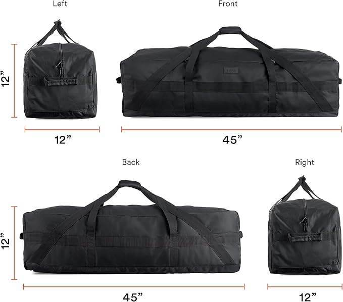 Fitdom 106L 45" Heavy Duty Extra Large Duffle with Upgrade Zipper, Durable & Water Resistant.