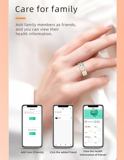 Ladies Smart Ring for Women Health Ring Blood Pressure Heart Rate Monitor Sleep Tracker Fitness