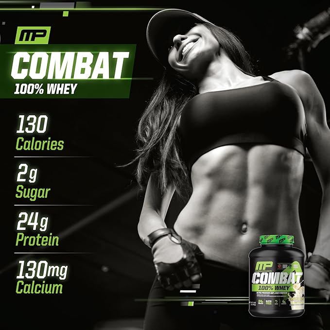 MusclePharm Combat 100% Whey Protein Powder, Banana Milk Flavor, Fast Recovery & Muscle Gain with