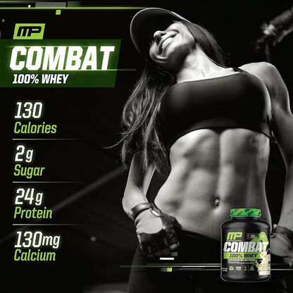 MusclePharm Combat 100% Whey Protein Powder, Banana Milk Flavor, Fast Recovery & Muscle Gain with