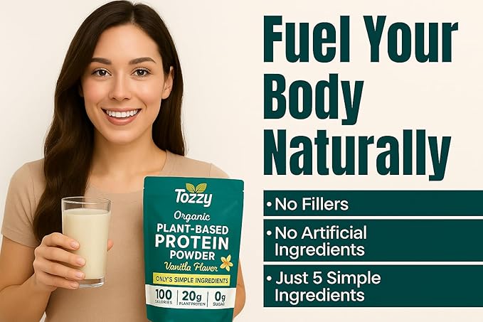 TOZZY Vegan Pea Protein Powder | Plant-Based Protein | Only 5 Simple Ingredients | 20g Protein, 100