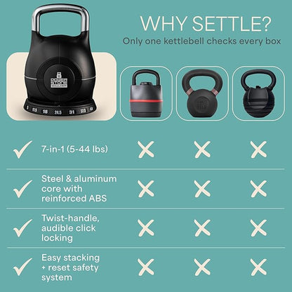 Lifepro Adjustable Kettlebell - 7in1 Kettlebells Weight with Quick-Select Dial & Safety Lock