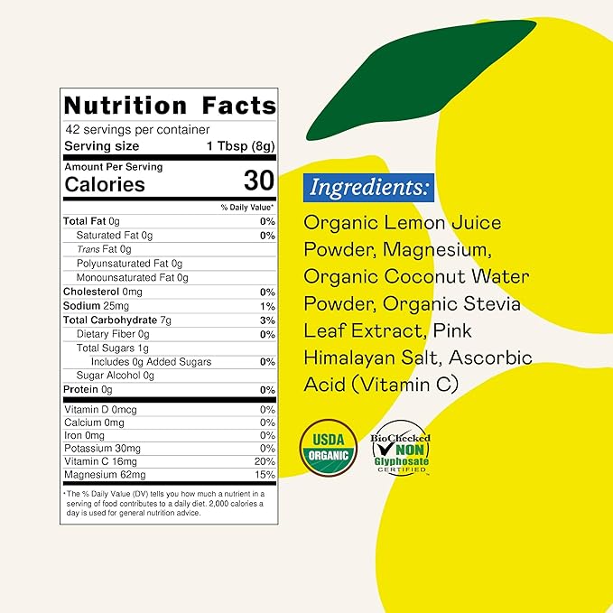 GOODONYA Organic Hydration Electrolyte Drink Mix, Certified Organic Hydration Powder, Non-GMO