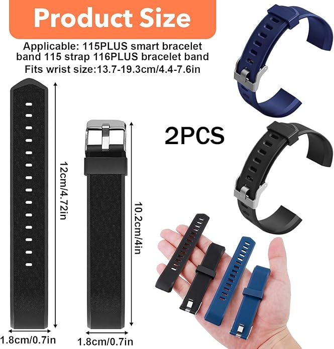 Watch Bands Replacement for ID115plus HR, Very Fit Pro Activity Fitness Tracker Wrist Bands Set