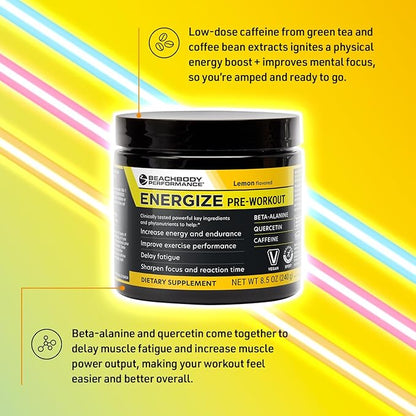 BODi Energize Pre Workout Powder - Beta-Alanine, Quercetin & Low-Dose Caffeine Formula for Enhanced