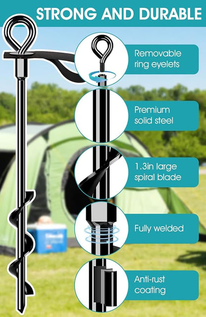 Trampoline Anchors Set of 4 - Heavy Duty Trampoline Stakes - Ground Anchors Resistant High Wind