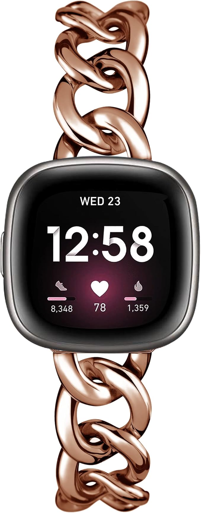 Cool Women Chain Metal Smartwatch Bands Compatible for Fitbit Sense/Fitbit Versa 3 Bands for Dressy