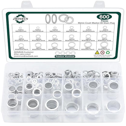 600PCS Oil Drain Plug Gasket Kit,18 Sizes Aluminum Crush Washers Assortment Kit,Automotive, Crush