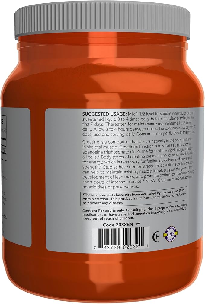 NOW Foods Sports Nutrition, Creatine Monohydrate Powder, Mass Building*/Energy Production*