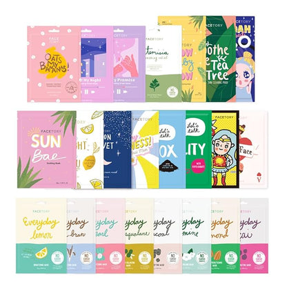 FACETORY K Beauty Face Mask Skin Care 23 COLLECTION Sheet Mask Set | Natural Premium Korean Face