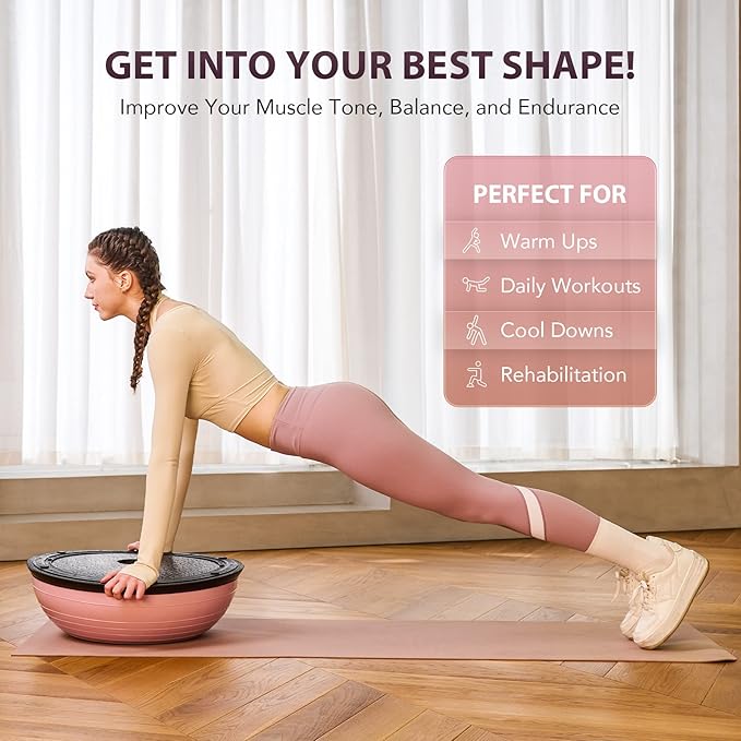 ZELUS Balance Ball Trainer with Resistance Bands and Foot Pump, Inflatable Yoga Ball for Home Gym