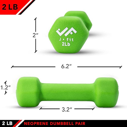 JFIT Dumbbell Pairs or Sets – Neoprene & Vinyl Coated Hand Weights for Home Gym, Strength Training