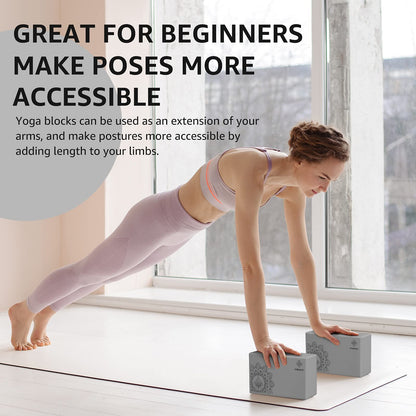 Overmont Yoga Block 2 Pack Supportive Latex-Free EVA Foam Soft Non-Slip Surface for General Fitness