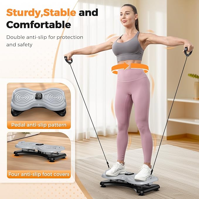 New Waist Twist Board with LCD Display and Resistance Bands, Ab Twister Machine for Abs Workout