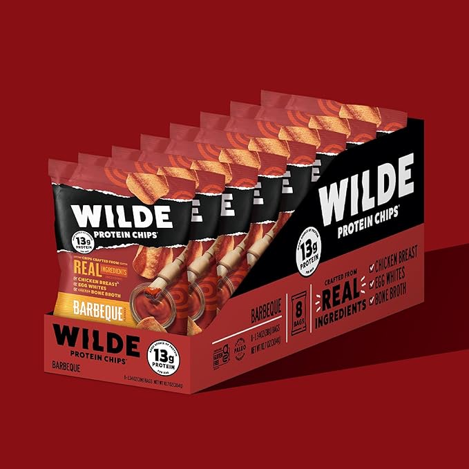 WILDE Protein Chips Barbeque, Thin and Crispy High Protein Snacks, Keto Friendly, Low Carb Chips
